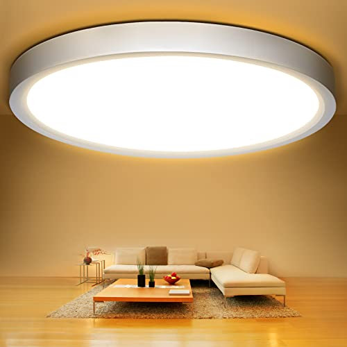 Defurhome LED Rund Deckenleuchte Flach,24W(Ersetzt 150W Glühbirne),2200LM,IP54 Wasserfest Badlampe,2,5cm Ultra Dünn,3000K Warmweiß,Ideal für Schlafzimmer,Wohnzimmer,Küche,Esszimmer,Ø30cm(Weiß)
