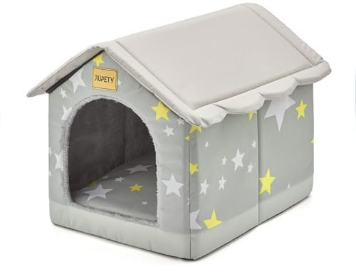 Jiupety Cómoda Cama para Mascotas, casa para Mascotas para Interiores y Exteriores, tamaño S para Gatos y Perros pequeños, Cama Nido de Dormir cálida para Gatos y Perros, Gris