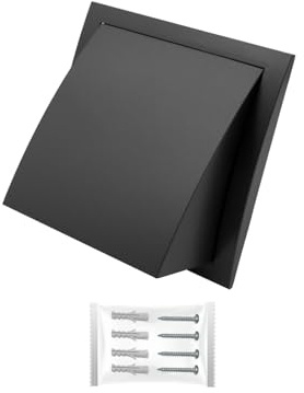 H&C VENT Rejilla Ventilación de 125 mm con Conector y Válvula │ Extractor de Baño Cocina │ Rejilla Aire Acondicionado Conductos Pared Tubo PVC │ Cubiertas de Ventilacion Cuadrada con Tapa Protectora