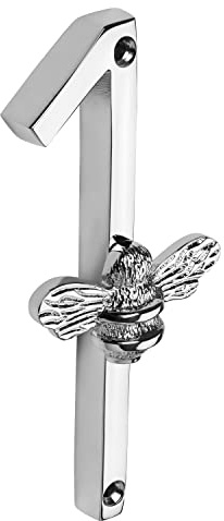 Brass bee Hausnummer aus silberfarbenem Messing mit Bienen Design Modernes 5 Zoll Türschild, Nummernschilder, Plaketten, Straßen/Hausadresszahlen (1)