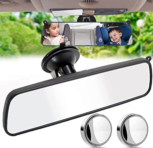 Rückspiegel Auto,Auto-Rückspiegel Innenspiegel Prüfungsspiegel 360° verstellbar Auto Dipping Innenraum Rückspiegel Saugnapf mit 2 Stück Toter-Winkel-Spiegel