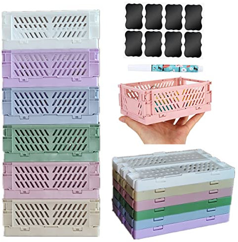 NCRGB Klappbox,Klappkiste Aufbewahrungskorb,Klappboxen Faltbar Stabil,Klein&Groß Aufbewahrungsbox Aufbewahrungskorb für Küche Schlafzimmer Büro (6 MIX, 15×10×5.7 cm)
