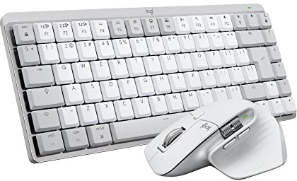 Logitech MX Mechanical Mini Tastiera Retroilluminata Wireless per Mac + MX Master 3S per Mac - Mouse Bluetooth Wireless con Scorrimento Ultraveloce - Pale Grey