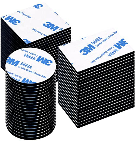 APOMOONS Dischi biadesivi, 60 pezzi nastro adesivo extra forte nero autoadesivo, doppio strato di schiuma, rettangolare quadrato e rotondo montaggio per pareti, pavimenti, porte, plastica, bicchieri