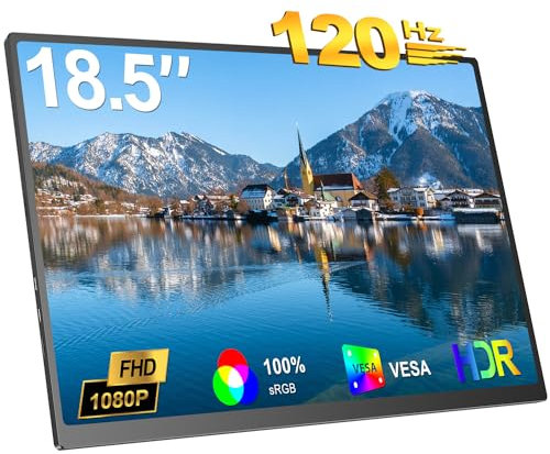 UPERFECT Portable Monitor 18.5 Inch Portable Monitor 1080P FHD IPS Screen 100% sRGB 300Nit Matte Monitor with Mini HDMI &Type-C Port, Second Monitor for Laptop/PC/Phone/Xbox/PS3/4/5