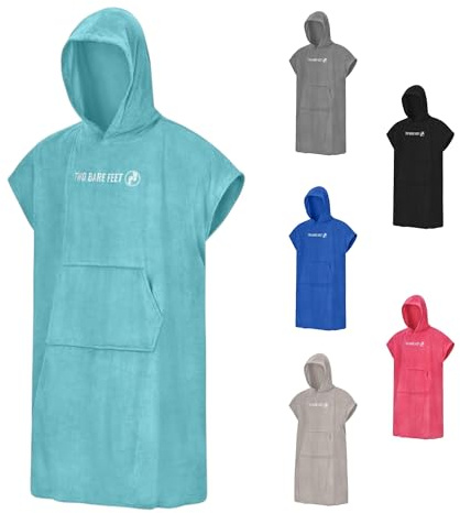 Two Bare Feet Microfibre Towelling Changing Robe for Adults – Lightweight Towel Poncho for Easy Changing, Quick-Dry Beach Cover-Up, Surfing & Swimming Accessory