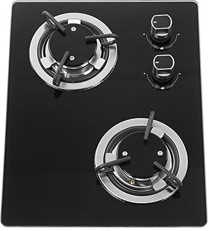 Stove Gas Cooktop, 1.8Kw 2 Burner Gas Stove, Only Fit for LPG Gas (Liquefied Gas), Stove Dual Burner with Tempered Glass Panel, Electronic or Pulse Ignition, for RV Boat