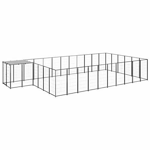 Camerina Hundezwinger Schwarz 19,36 m² Stahl HundehüTte Outdoor Hundehaus HaustierkäFig HundehüTte Outdoor Hunde Hundeauslauf DraußEn 3082215