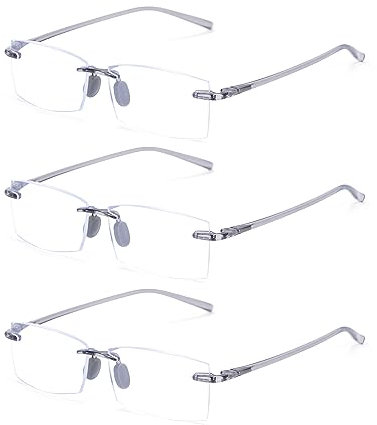 TERAISE Rimless Reading Glasses Comfortable Lightweight Frameless Reader Men Women Blue Light Blocking Computer Eyeglasses(1.5X)