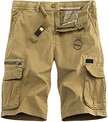 NOAGENJT Mens Slim Fit Shorts 9 Inch Gym Waterproof Trousers Motorbike Jogging Bottoms Men Zip Work with Knee Pads Black Combat Camo Cargo Kids