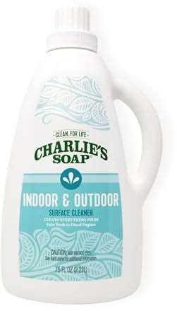 Charlie's Soap Indoor & Outdoor Surface Cleaner Refill (75 Fl. Oz.) Biodegradable Natural Outdoor Cleaning Spray – Safe for Indoor Use (1 Pack)