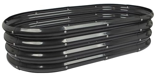 Harbour Housewares Raised Garden Bed - Anthracite - 120 x 60cm - Rounded - Bottomless Metal Raised Bed Galvanised Steel Planter Box for Growing Outdoor Plants, Vegetables, Flowers and Herbs