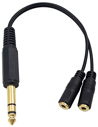 Cable Adapter Wire 6.35mm Male To 2 Port 3.5mm Female Y-cable Splitter Headphone Splitter Aux Cable Converter Cord Extension Cable 6.35mm 1/4” Male To Dual-3.5mm 1/8” Female Stereo Adapter Y Usb