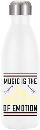 Music is The Shorthand of Emotion Bouteille d'eau isotherme avec slogan d'artiste Blanc