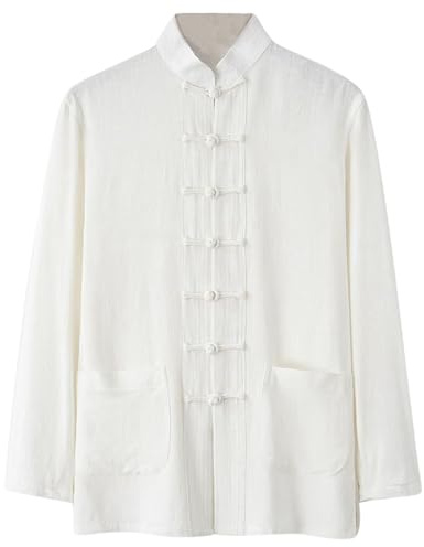 Camicia di lino uomo cinese arti marziali giacca uniforme tradizionale capispalla per arti marziali Kung Fu Tai Chi Wushu per uomini donne costume tang stile abbigliamento camicia medievale