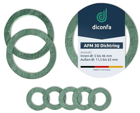 diconfa AFM30 Flachdichtung - WÄHLENBAR ==> 1/4 bis 2 Zoll - 1 bis 200 Stück // AUSWAHL: 1'' (30x21x2mm), 5 Stück - Dichtung Dichtring Dichtungsring Heizung Wasser Sanitär Solar Armatur