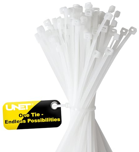 Kabelbinder, weiß, 100 Stück, 100 mm x 2,5 mm, Nylon, UV-beständig, starke selbstsichernde Kabelbinder für Haushalt, Werkstatt, Garten, Kabelmanagement