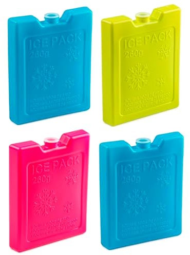 Acan Tradineur - Lot de 4 accumulateurs de froid n° 5-260 g - Fabriqué en plastique - Idéal pour maintenir la température dans votre réfrigérateur portable - 13,2 x 10,5 x 2 - Couleur aléatoire