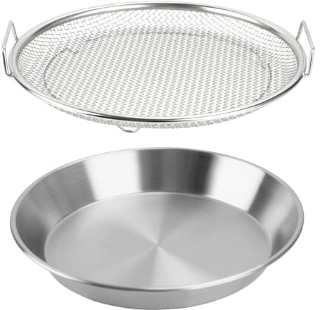 Oil Filter Tray, Stainless Steel Mesh Drain Basket Colanders Air Fryer Accessories for Fried Food Draining Rack Barbecue Grill Tray Net Draining Pan Strainer for Vegetable Dessert (10.2 Inch)