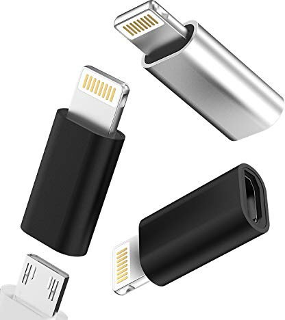Adaptador de carga micro USB hembra a Lightning macho (paquete de 3) para iPhone 14, 13, 12, 11 Pro Max, para iPad Mini, conector de cable Lightning a micro USB para dispositivos Apple, accesorios de