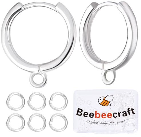 Beebeecraft 1 Box 20 Stück Sterling Silber Plattiertes Messing Ohrringhaken Ohrring Creolen Hebel Zurück, Ohrhaken Tropfenohrringe Mit Offenen Biegeringen Zur Schmuckherstellung