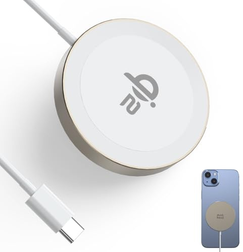 Minthouz kabelloses Ladegerät für iPhone 16/15/14/13 Serie,Magnetisches kabelloses Ladepad für Samsung,Mag-Safe Ladegerät für Airpods und Qi-fähige Geräte (Gelb, Ohne Adapter)