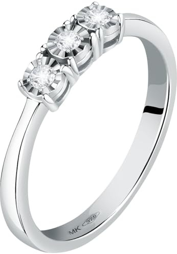 CHRIST Damen-Damenring 375er Weißgold 3 Diamant 58, Weißgold 32027569