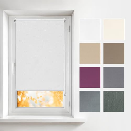Estika – Fensterrollo Klemmfix ohne Bohren – B70 x H120 cm – Farbe Weiß – Sichtschutz für Innenfenster – Rollos Jalousien