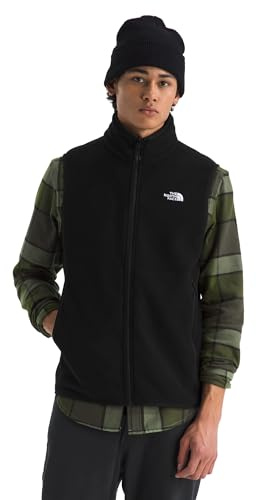 The North Face Men's Glacier Fleece Vest - Soft Fleece Zip Up Vest, Zip Hand Pockets, Reinforced Binding, TNF Black, Large