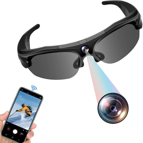 Pudet Luo Lunette Camera, WiFi 4K & Grand Angle 120° Action Cam, Objectifs Polarisés & Batterie 100 Minutes & Mode DV Lunettes Camera pour Le Sport et L'Aventure