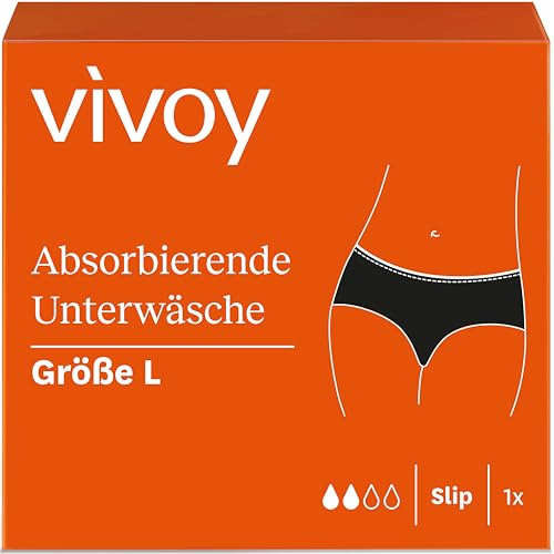 Vivoy Discreet absorbierende Unterwäsche Slip Größe L, schwarz | diskrete Hygienewäsche, saugstark bei leichter Blasenschwäche,waschbare & wiederverwendbare Inkontinenzunterwäsche für Damen