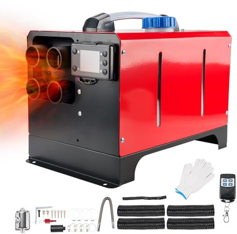 Calentador de aire diésel de 8KW y 12V, calentador de vehículo todo en uno, calefacción de estacionamiento de 4 orificios con pantalla de interruptor LCD, control remoto, calefacción rápida, descon