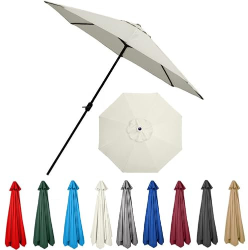 QIQVIV Ampelschirm Ersatzdach, Ersatz-Sonnenschirm-Stoff-Baldachin, Für Terrassen-Sonnenschirm, Markttisch Schirm Ersatzdach(White,(8Rib) 3.0m/118in)