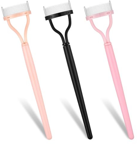 Larrel Set de 3 Piezas Peine Separador de Pestañas de Acero Inoxidable con Tapa Protectora y Cepillos