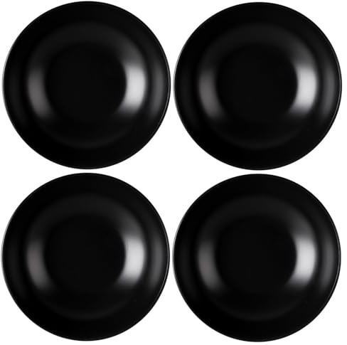 Home4You Suppenteller 4er Set Tiefteller Salatteller - Steingut - Schwarz Matt - Ø 20,5 cm