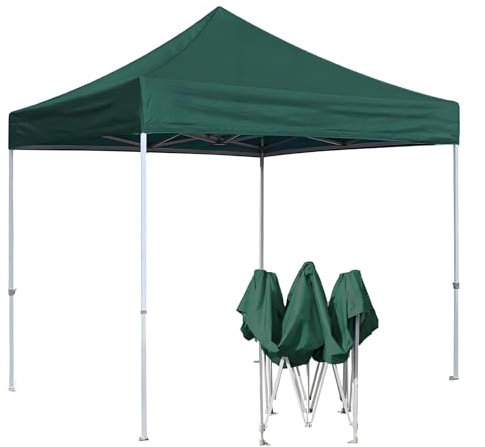 CTREVL Tonnelle de Jardin Pliable, Chapiteau de Jardin Exterieur 3 niveaux de hauteur réglables, Tonnelle Pliante Imperméable pour Le Camping en Plein Air Le Barbecue Le Parc La Plage(Vert,3x4.5m/9.5x