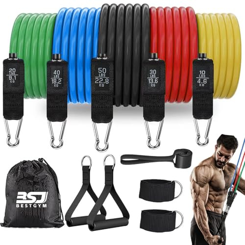 Widerstandsbänder,Übungsbänder,Widerstandsbänder zum Training mit Griffen für Männer und Frauen,Workout-Bänder mit Türanker und Knöchel,Krafttraining Home Gym Equipment