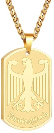 Halora Deutschland Kette Adler Herren, Edelstahl Bundesadler Halskette Männer Schmuck Geschenke für Männer Teenager Jungs Bruder, 60CM