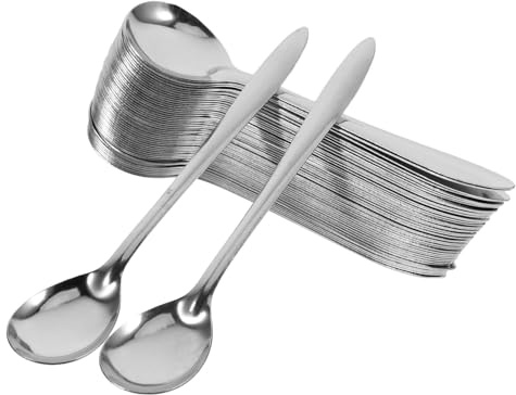 SMASOLO 100pièces Lot De Mini Cuillères Inox Cuillères à Café Glace Et Tasting Pour Restaurant Bar Et Dessert Résistance Antirouille Et Confort Usage
