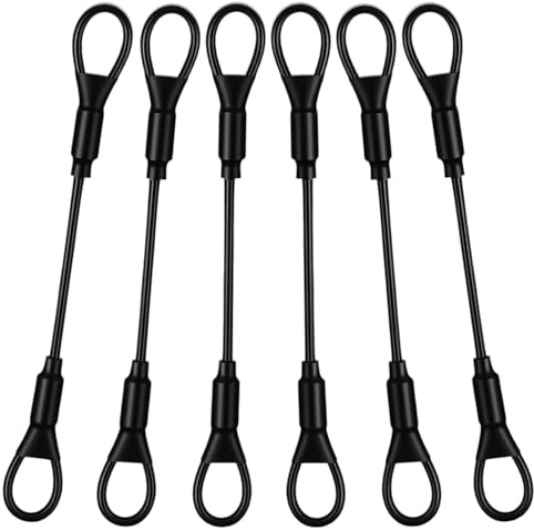 6Pack Stainless Steel Security Cable with Loops, 5.9Security Wire Cable with PVC Coating, Black Stainless Steel Wire for Locking and Securing Applications