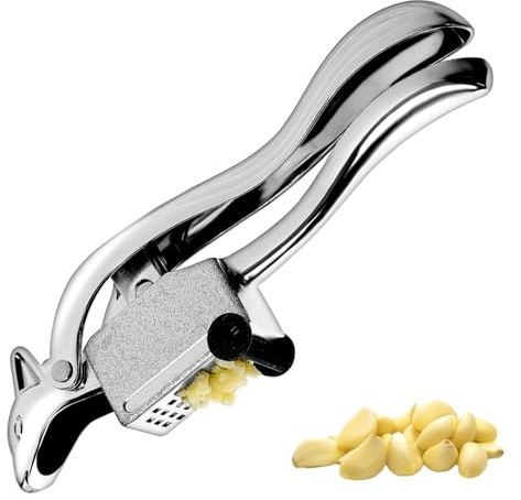 FUNNETOYU Spremiaglio in Acciaio con Manico Ergonomico Schiacciatore Aglio Manuale per Cucina Domestica e Professionale Facile da e Antiscivolo Odore Sulle Mani