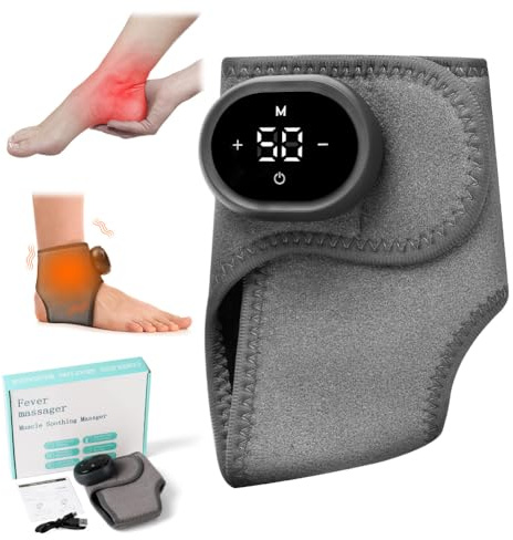 Vicloon 1 Stück Fußmassagegerät, 3-In-1-FußMassager, Kabellose Fußmassagegerät 3 Modi 5 Wärmestufen, Portable Cordless Ankle Massagers, USB Aufladbare Knöchelmassage für Frauen Männer (Grau, A)