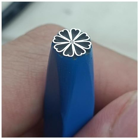 CYHTYM Schlagzahlen Stempelwerkzeug für Metallstempel und -Design für Gold- und Silberschmuck, individuelles Stempelschleifwerkzeug aus Kohlenstoffstahl mit Gänseblümchenmuster(8mm)