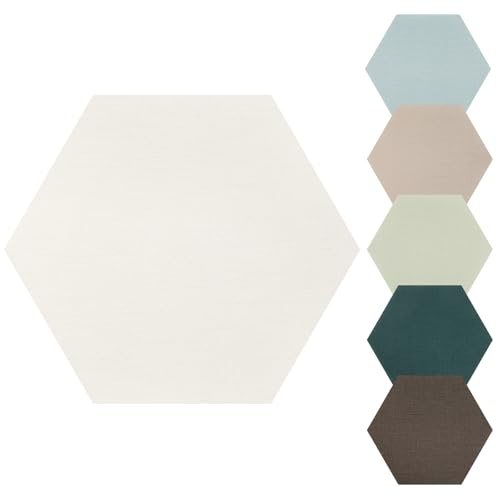 Lot de 6 panneaux muraux autocollants - 34,5 x 30 cm - En tissu hexagonal - Coussin mural rembourré anti-collision - Revêtement mural pour chambre à coucher, salon, chambre d'enfant - Blanc