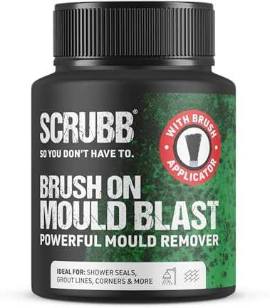 SCRUBB Brush-On Mould Remover Gel 250ml – Powerful Black Mould Cleaner with Applicator Brush for Bathroom, Shower Seals, Tile Grout & Damp Areas
