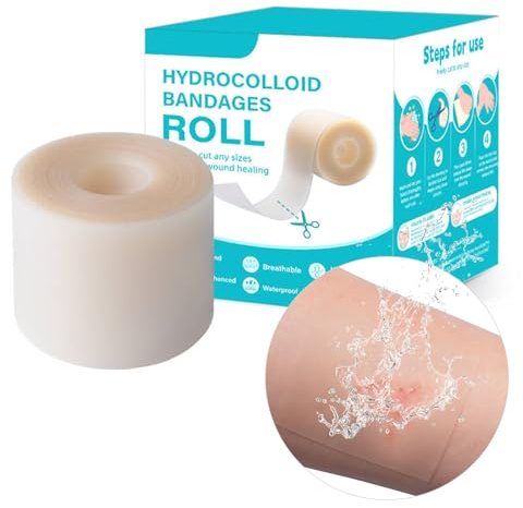 PEPAX Cerotto Idrocolloidale in Rotolo - 5 cm x 1,5 m Cerotti Idrocolloidi in Rotolo Impermeabili per la cura Delle Ferite Trattamento Delle Ferite Cerotti per Brufoli in Rotolo Medicazioni