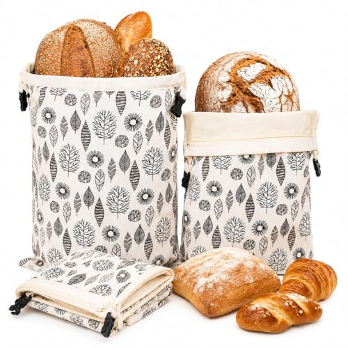 SGZIOO 2 Pcs Sacs à Pain en Cire d’Abeille, 43x33cm Réutilisable Sac à Pain Tissu en Coton et Lin avec Fermetures Eclair et Boutons Sacs à Pain en Lin pour Pain Fait Maison et Produits de Boulangerie