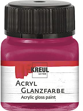 KREUL 79232 - Acryl Glanzfarbe, 20 ml Glas in bordeaux, glänzend-glatte Acrylfarbe zum Anmalen und Basteln, auf Wasserbasis, speichelecht, schnelltrocknend und deckend