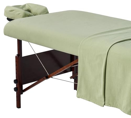 Master Massage Deluxe Bezug für Massageliegen, Flanell-Bettlaken-Set, Liliengrün, 3-teilig