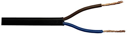 2192Y 2-Core Electric Cable 0.75mm 6A White or Black Flat Flexible (5m, Black)